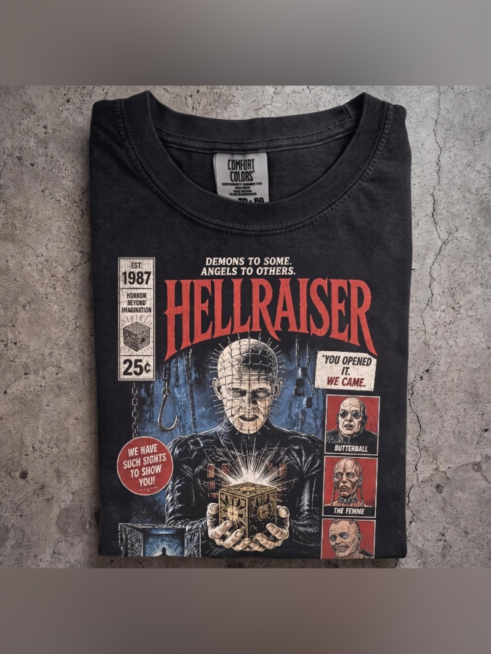 Comfort Colors Hellraiser Comic Vintage Tee, 80s Horror Movie T-Shirt